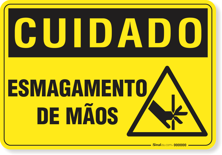 Placa Cuidado  Esmagamento De Mãos S8