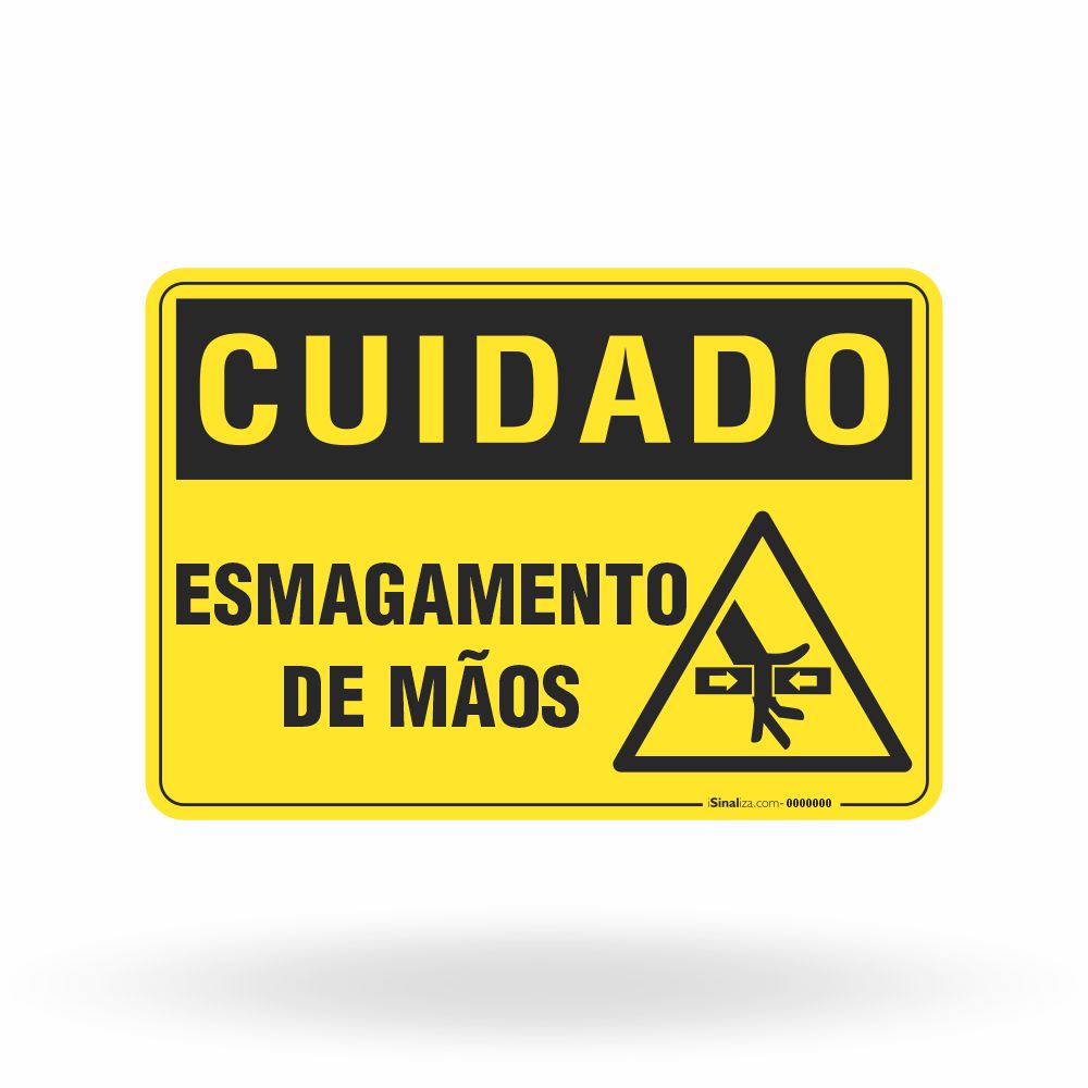 Placa Cuidado - Esmagamento de Mãos