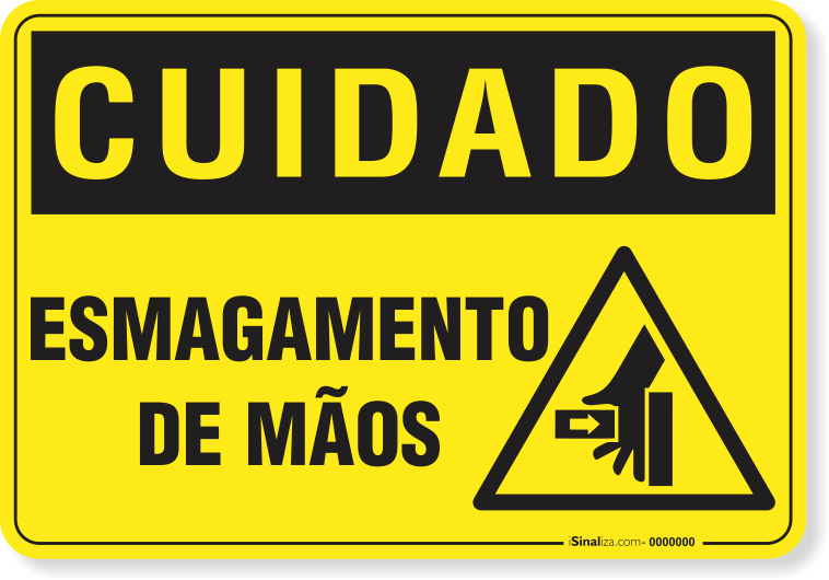 Placa Cuidado  Esmagamento De Mãos S10