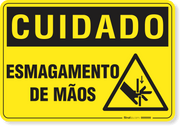 Placa Cuidado  Esmagamento De Mãos S12