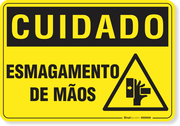 Placa Cuidado  Esmagamento De Mãos S16