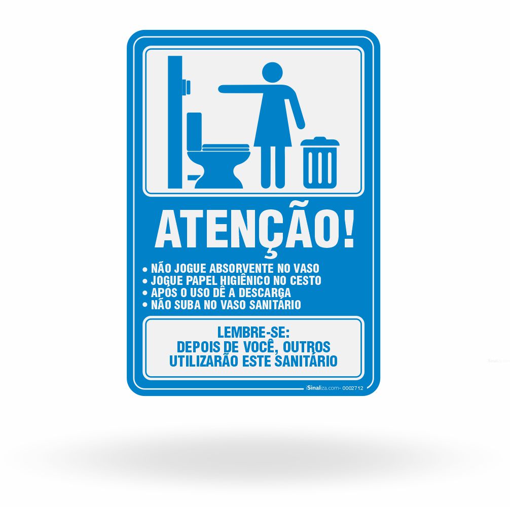 Placa de Sinalização "Atenção: Sanitário Feminino" com Pictograma