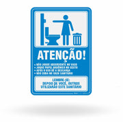 Placa de Sinalização "Atenção: Sanitário Feminino" com Pictograma