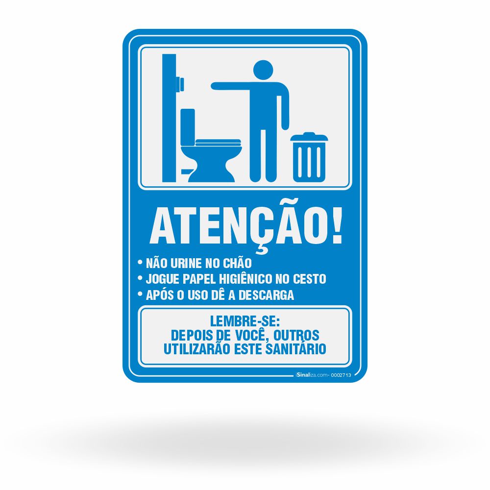 Placa de Sinalização "Atenção: Sanitário Masculino" com Pictograma
