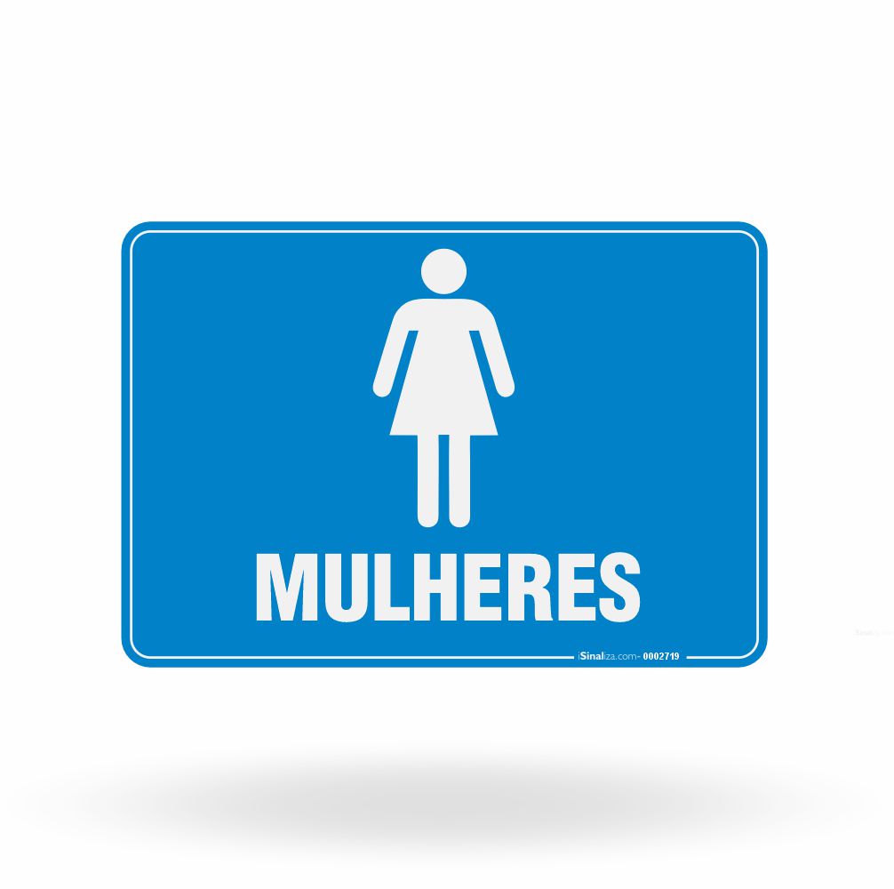 Placa de Sinalização "Sanitário Feminino" com Texto e Pictograma