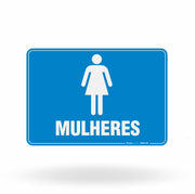 Placa de Sinalização "Sanitário Feminino" com Texto e Pictograma