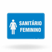 Placa de Sinalização "Sanitário Feminino" com Texto e Pictograma
