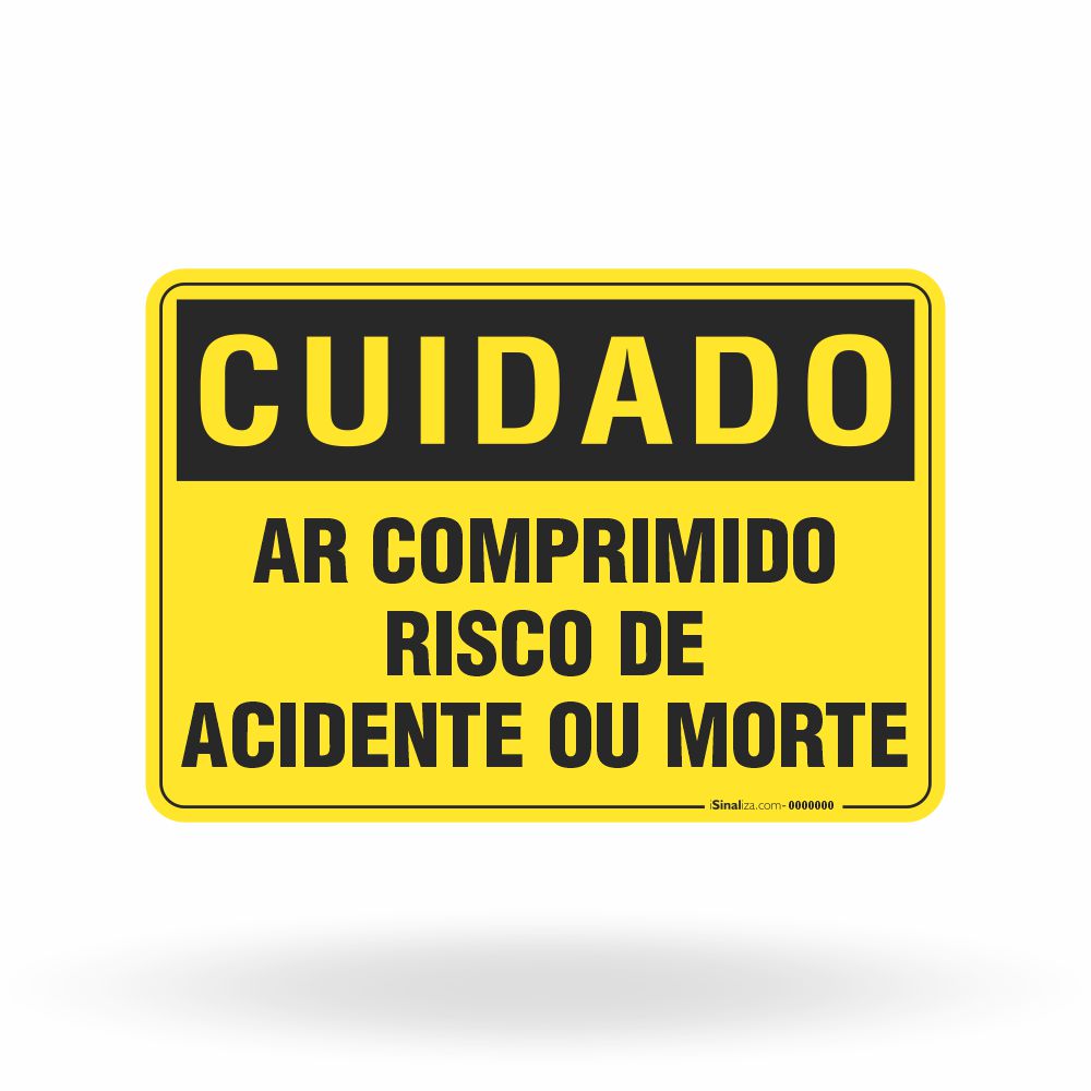 Placa Cuidado - Ar Comprimido Risco de Acidente ou Morte