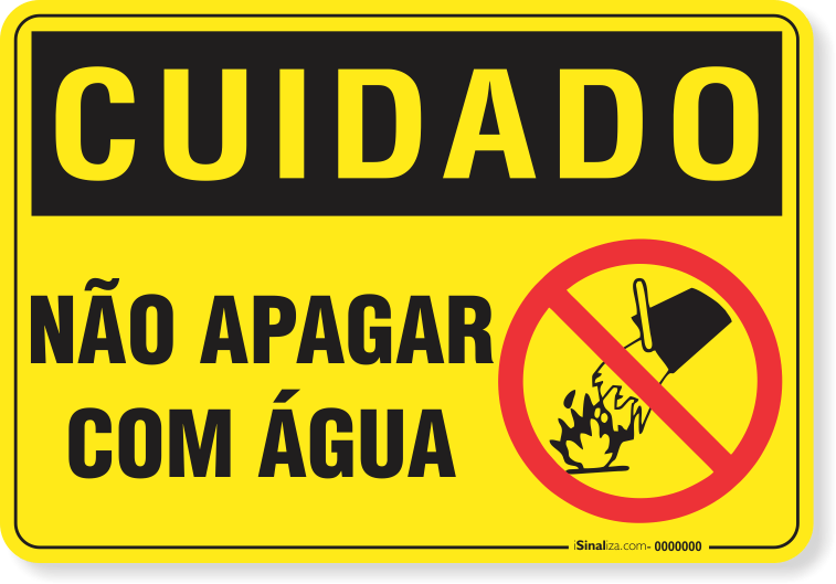 Placa Cuidado  Não Apagar Com Água