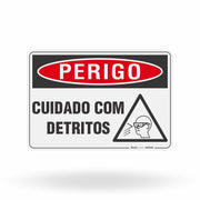 Placa Perigo - Cuidado com Detritos