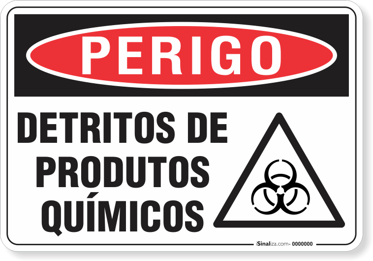 Placa Perigo  Detritos De Produtos Químicos