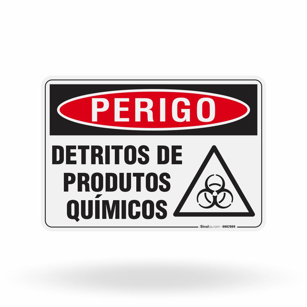 Placa Perigo - Detritos de Produtos Químicos