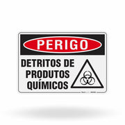 Placa Perigo - Detritos de Produtos Químicos