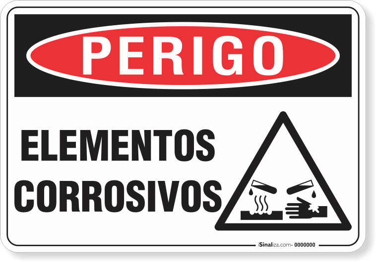 Placa Perigo Elementos Corrosivos