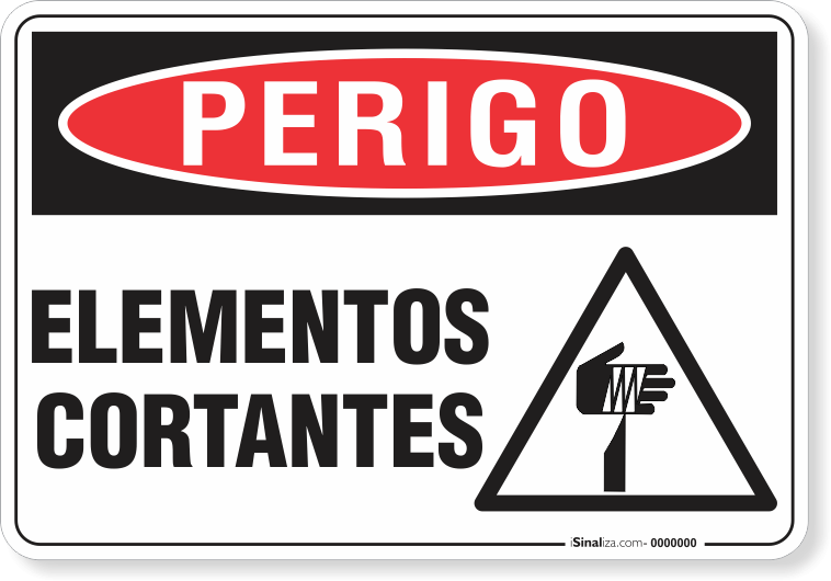 Placa Perigo Elementos Cortantes