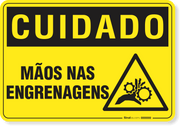Placa Cuidado  Mãos Nas Engrenagens