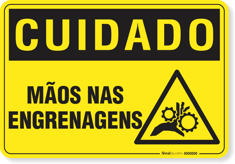 Placa Cuidado  Mãos Nas Engrenagens