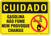 Placa Cuidado  Gasolina Não Fume Nem Provoque Chamas