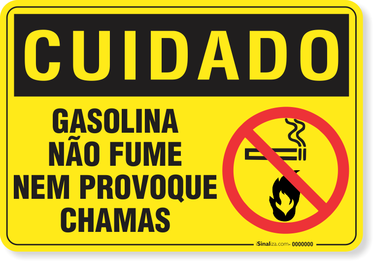 Placa Cuidado  Gasolina Não Fume Nem Provoque Chamas