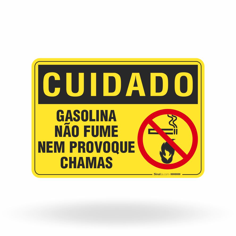 Placa Cuidado - Gasolina Não Fume Nem Provoque Chamas