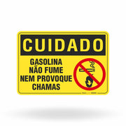 Placa Cuidado - Gasolina Não Fume Nem Provoque Chamas