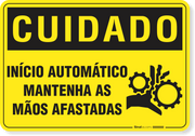 Placa Cuidado  Início Automático Mantenha As Mãos Afastadas