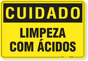 Placa Cuidado  Limpeza Com Ácido