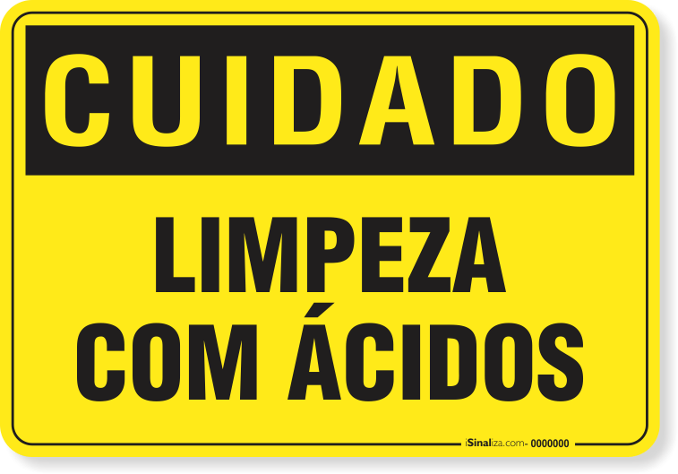 Placa Cuidado  Limpeza Com Ácido