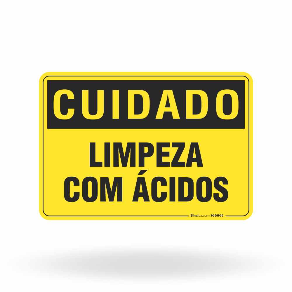 Placa Cuidado - Limpeza com Ácido
