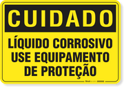 Placa Cuidado  Líquido Corrosivo Use Equipamento De Proteção
