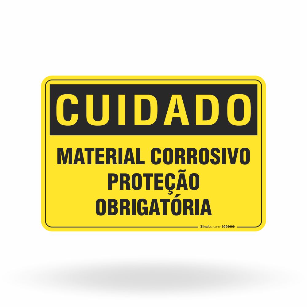 Placa Cuidado - Material Corrosivo Proteção Obrigatória