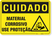 Placa Cuidado  Material Corrosivo Use Proteção