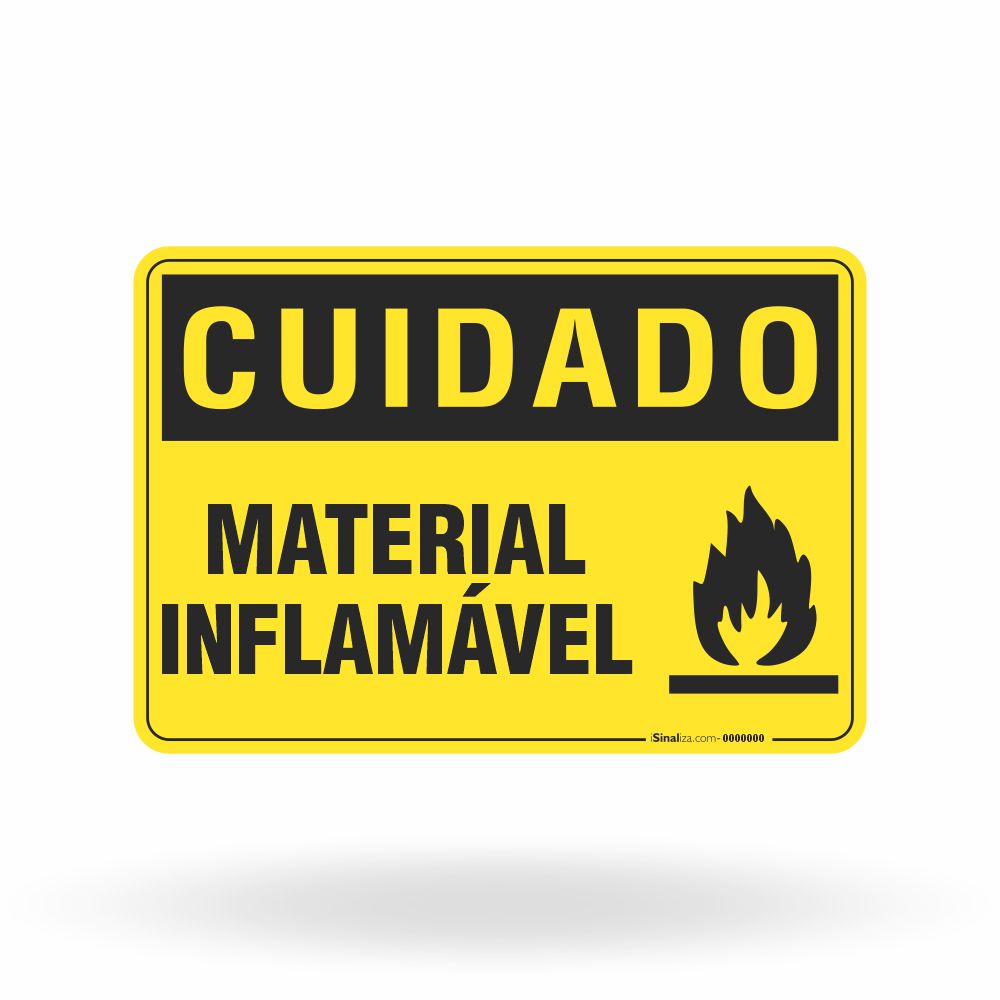 Placa Cuidado - Material Inflamável