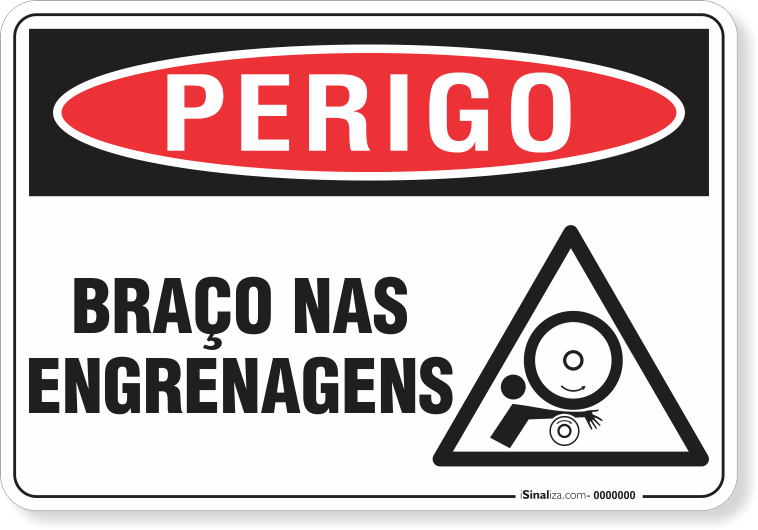 Placa Perigo Braço Nas Engrenagens