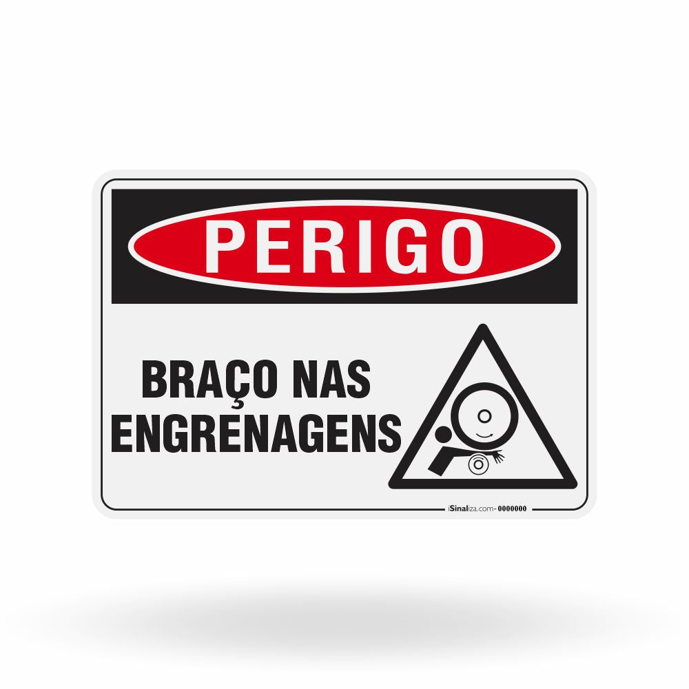 Placa Perigo - Braço nas Engrenagens