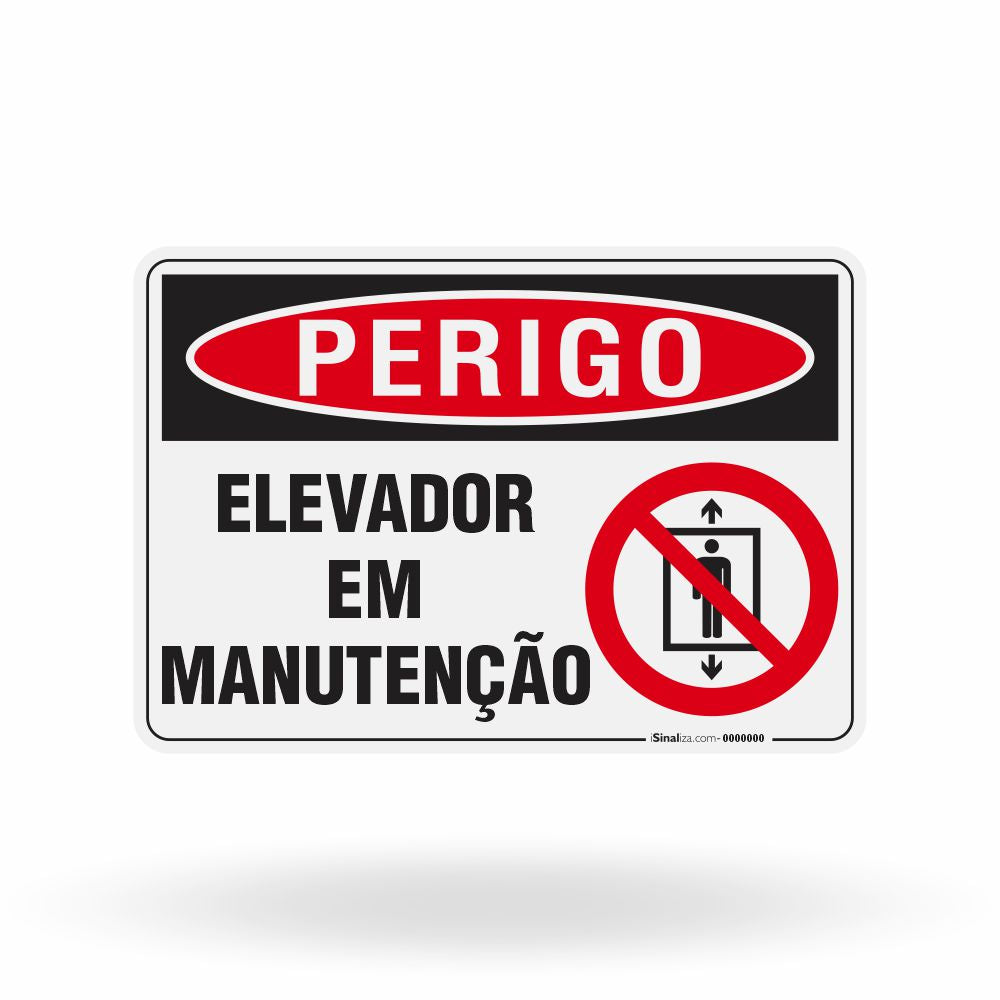 Placa Perigo - Elevador em Manutenção