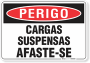 Placa Perigo Cargas Suspensas Afaste-Se
