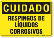 Placa Cuidado  Respingos De Líquidos Corrosivos