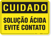 Placa Cuidado  Solução Ácida Evite Contato