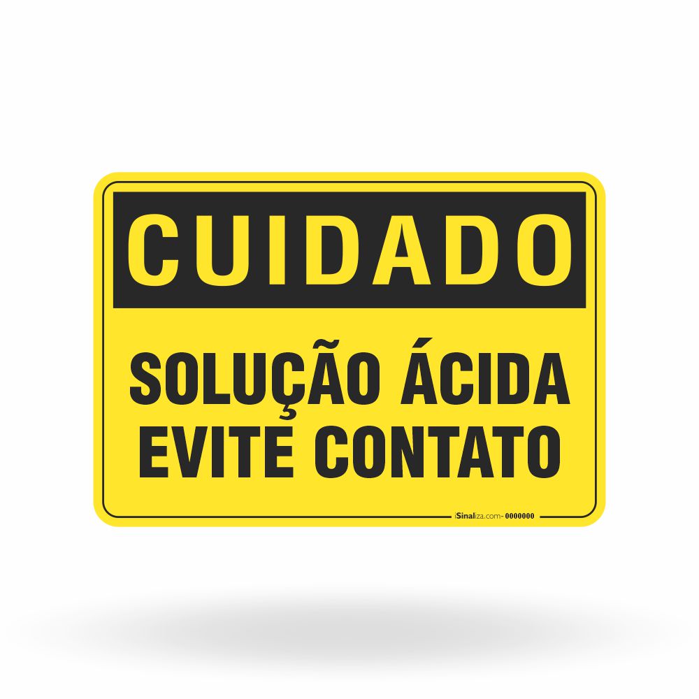 Placa Cuidado - Solução Ácida Evite Contato