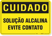 Placa Cuidado  Solução Alcalina Evite Contato