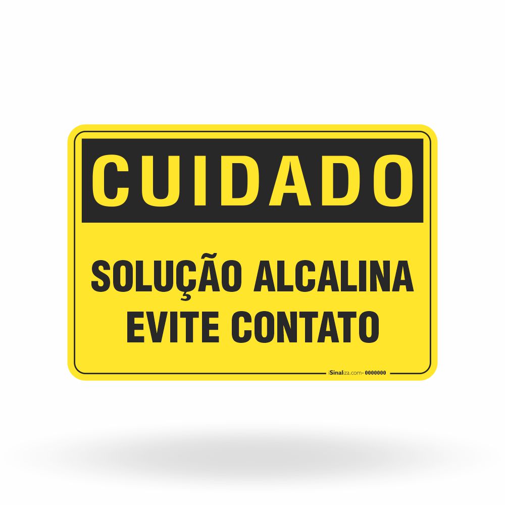 Placa Cuidado - Solução Alcalina Evite Contato