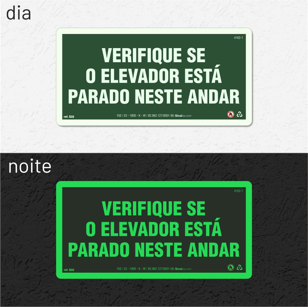 Placa para Elevador "Verifique o Andar" S33 com ColorAdd