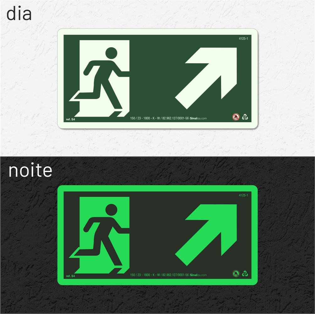 Placa Placa Rota de Fuga "Sobe à Direita" S4 com ColorAdd