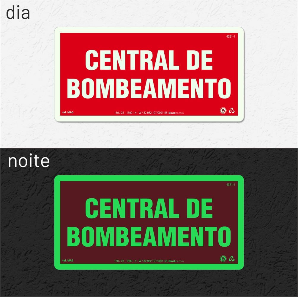Placa de Alerta "Central de Bombeamento" MA5 com ColorAdd