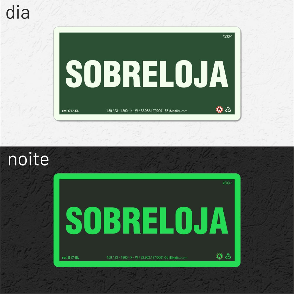 Placa "Sobreloja" Fotoluminescente S17-SL com ColorAdd