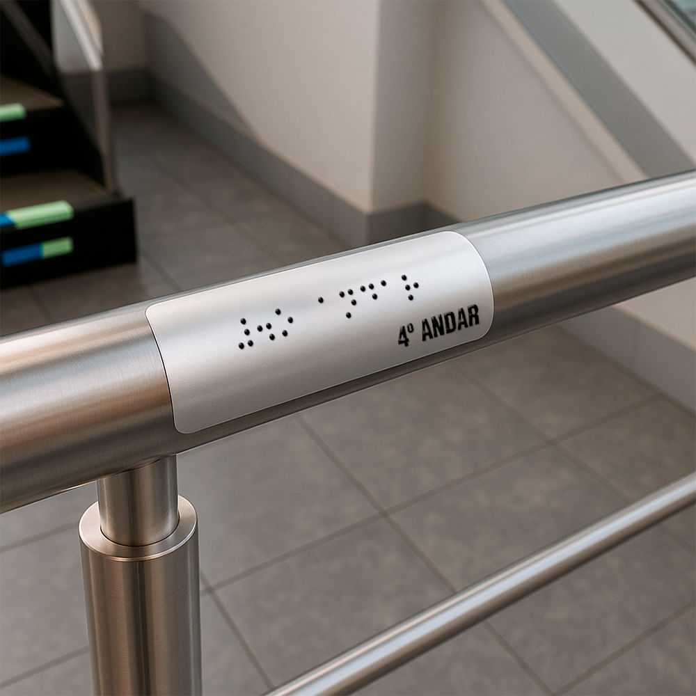 Sinalização Tátil para Corrimão em Adesivo Refletivo "4º ANDAR"