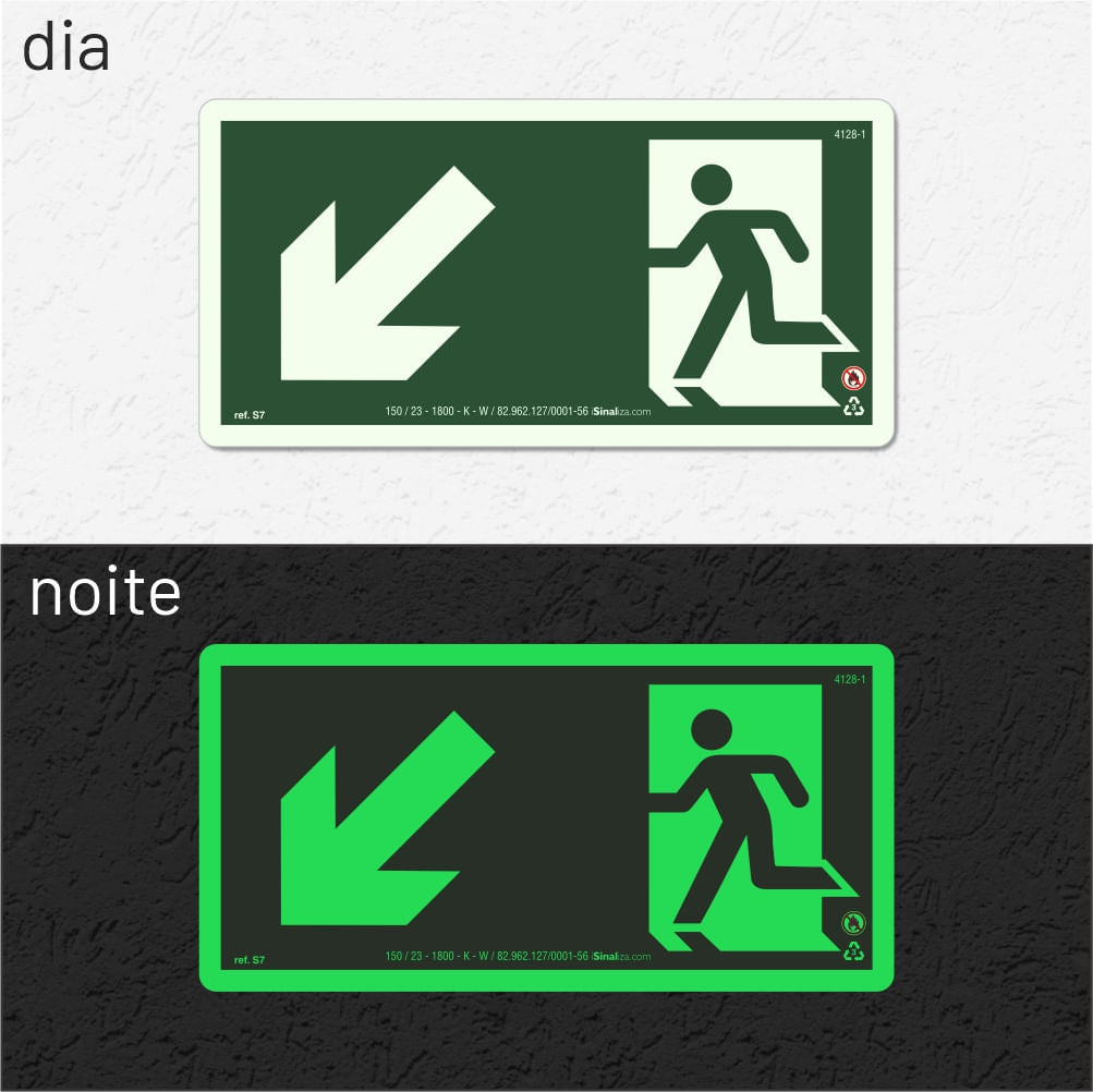 Placa Rota de Fuga "Desce à Esquerda" S7 com ColorAdd