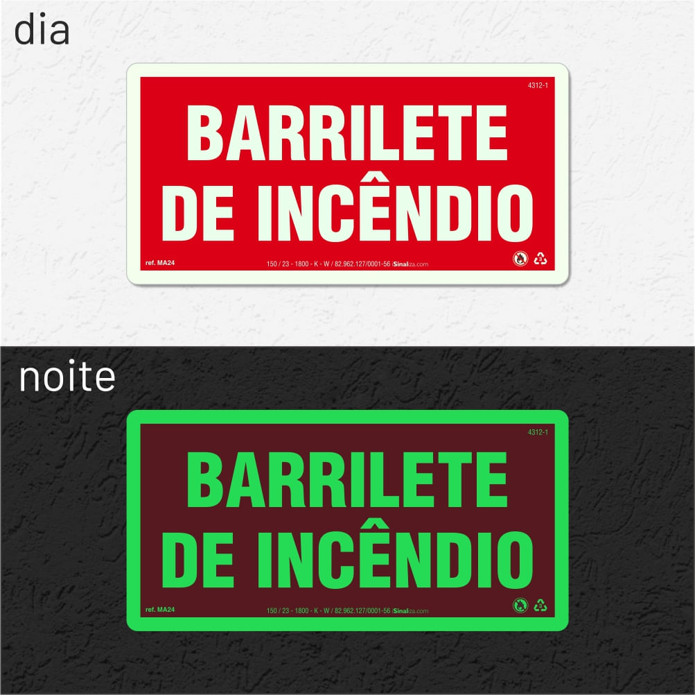 Placa de Alerta "Barrilete de Incêndio" MA24 com ColorAdd