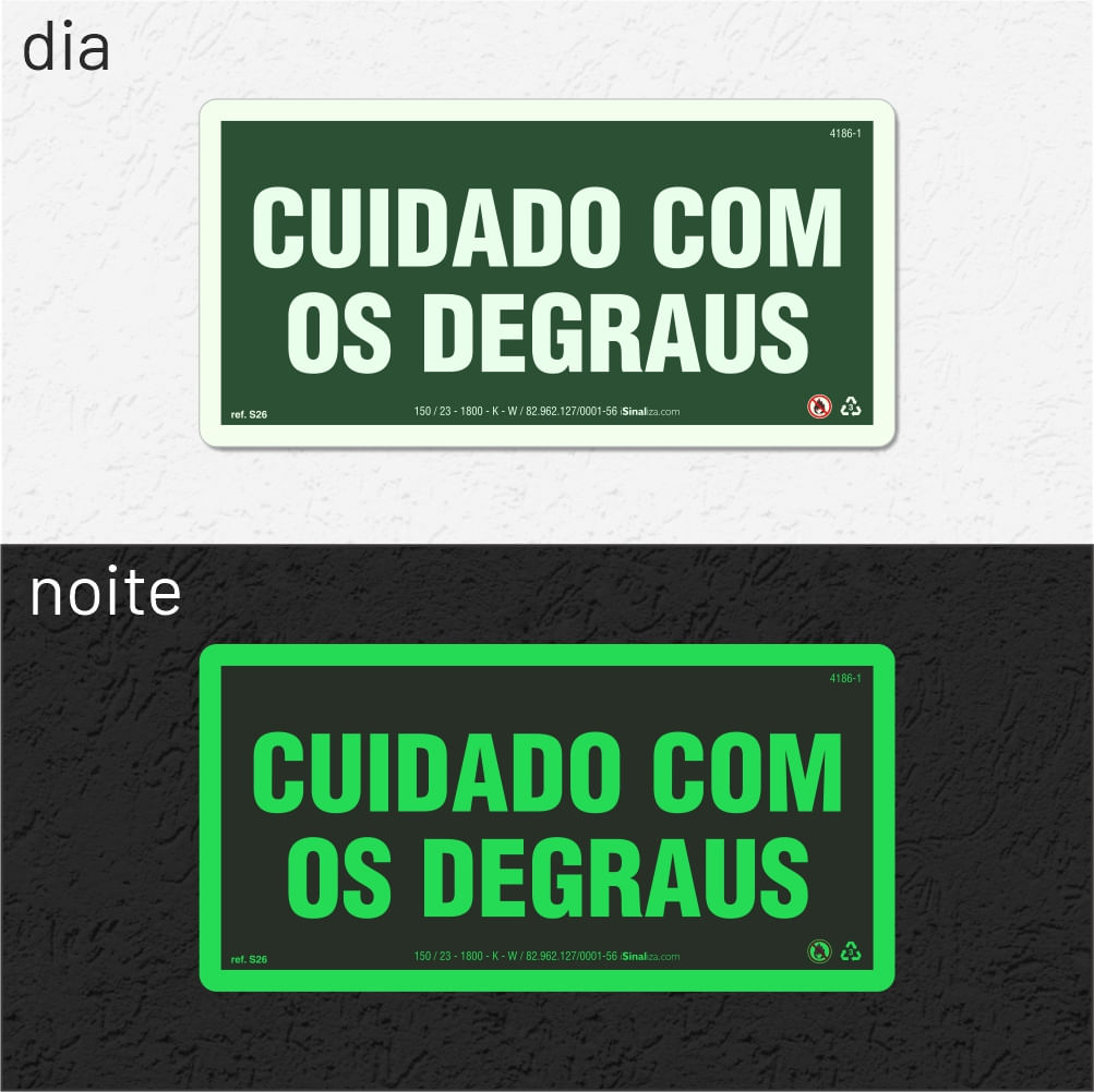 Placa de Advertência "Cuidado com os Degraus" S26 com ColorAdd
